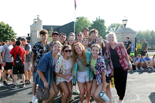 Group of people smiling.